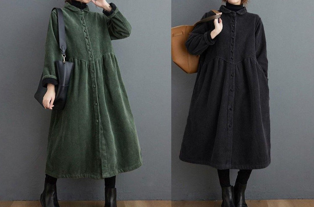 Langer Kordmantel für Damen