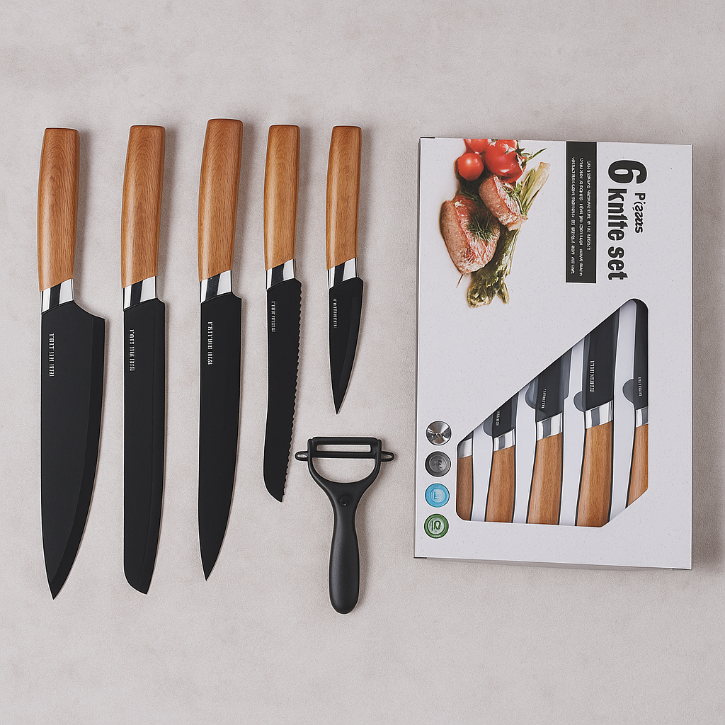 Gastronix | 6-teiliges Kochmesserset aus kohlenstoffreichem Edelstahl