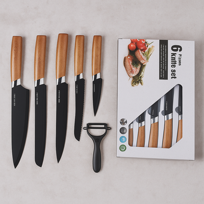 Gastronix | 6-teiliges Kochmesserset aus kohlenstoffreichem Edelstahl