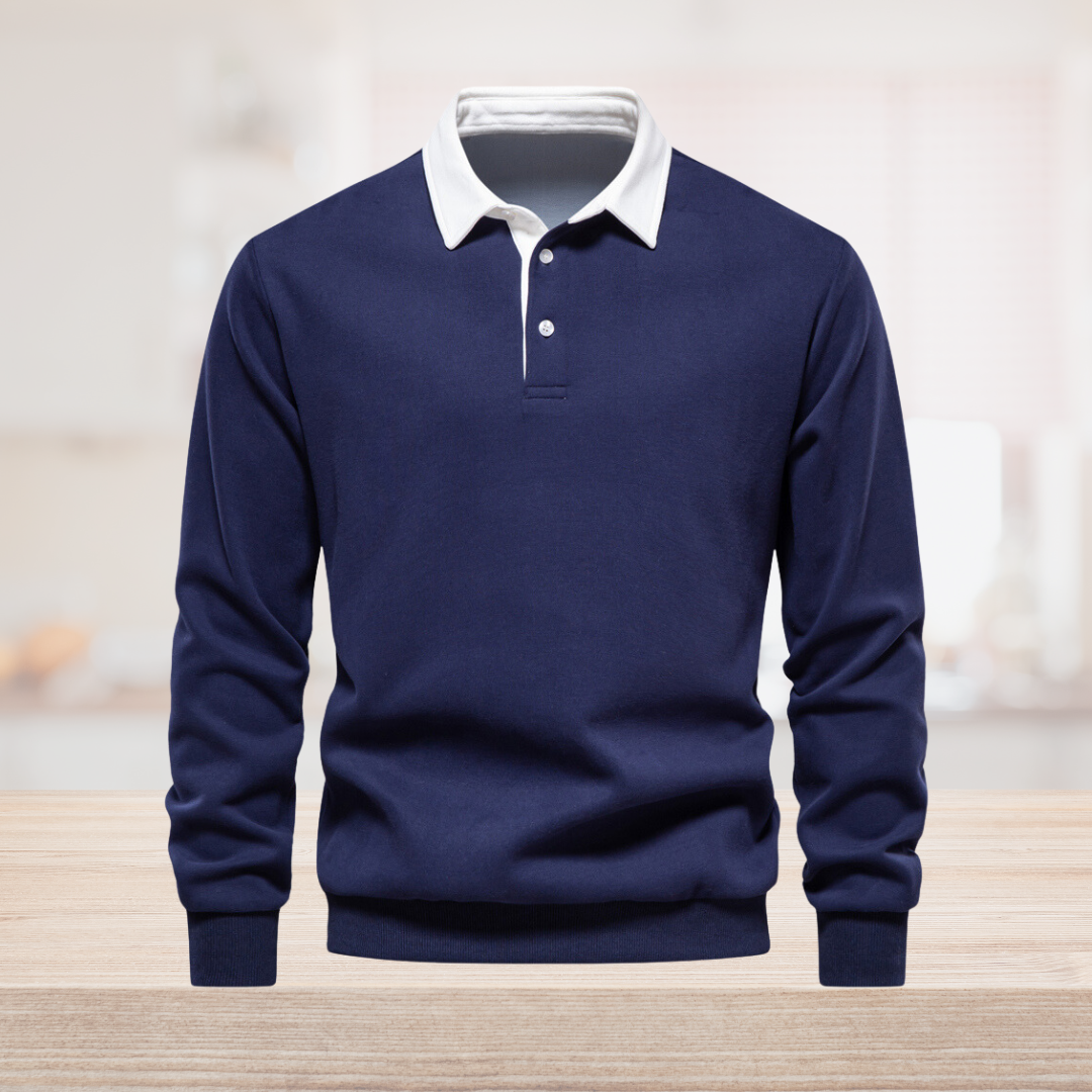 Pullover Herren Langarm Polo | Klassischer Kragen