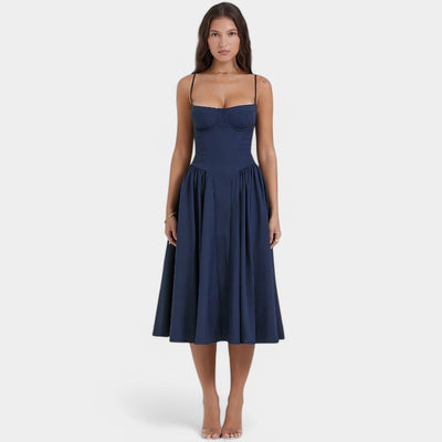 Laurine – Elegantes Midi-Kleid mit Korsett-Detail