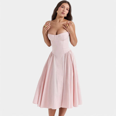 Laurine – Elegantes Midi-Kleid mit Korsett-Detail