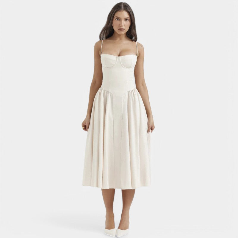 Laurine – Elegantes Midi-Kleid mit Korsett-Detail
