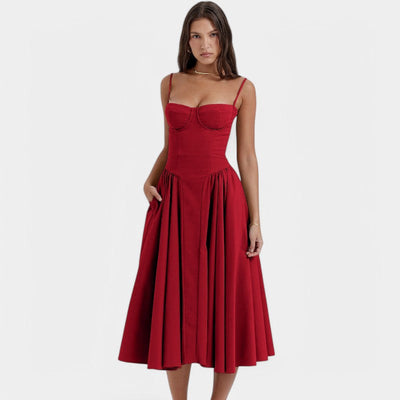 Laurine – Elegantes Midi-Kleid mit Korsett-Detail