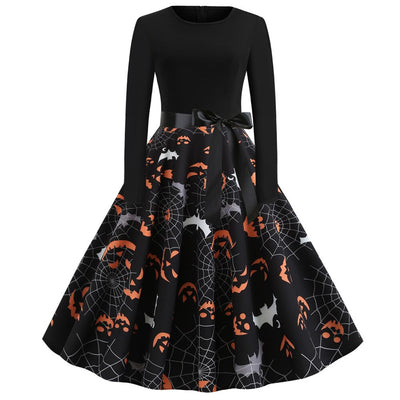 Gothic Karikatur Druck Halloween Kostum | Midi