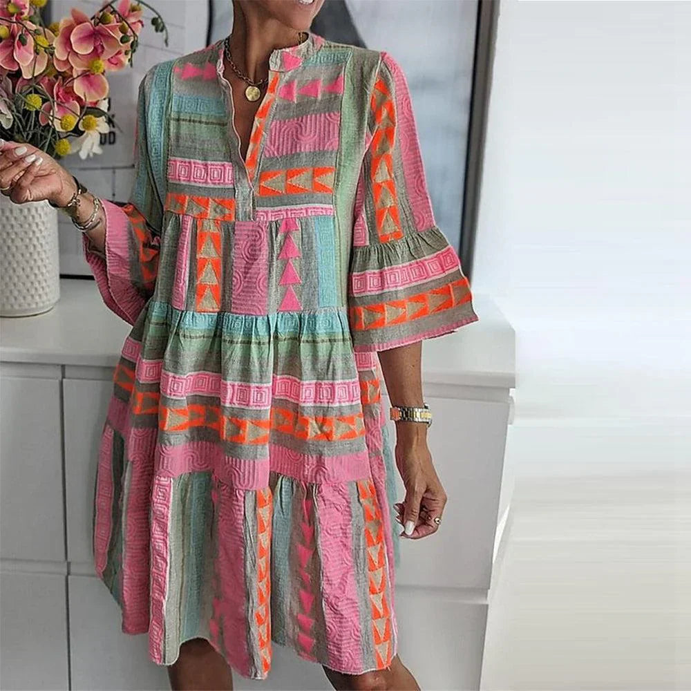 Martina | kleid mit 3/4 Ärmeln und frischem Druck