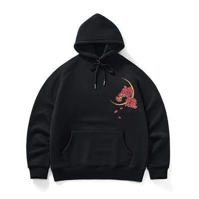 Herbst-Winter Kapuzenpullover mit Drachen-Stickerei für Männer