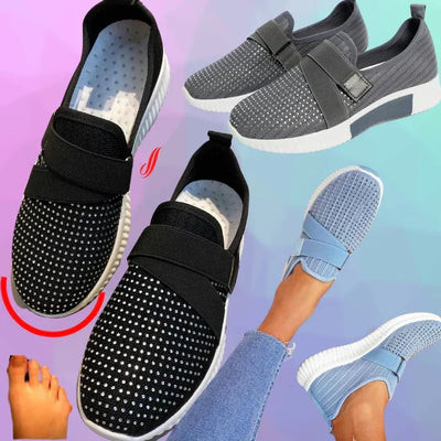 Heidi-Mode | Orthopädische Slip on Damenschuhe mit Klettverschluss