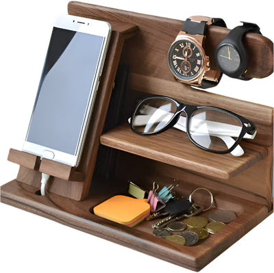 Oliver DeskMate Dock – Ladestation und Schreibtischorganizer aus Holz für Telefone und Zubehör