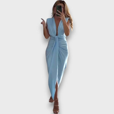 Oriane – Drapiertes Abendkleid mit tiefem Ausschnitt