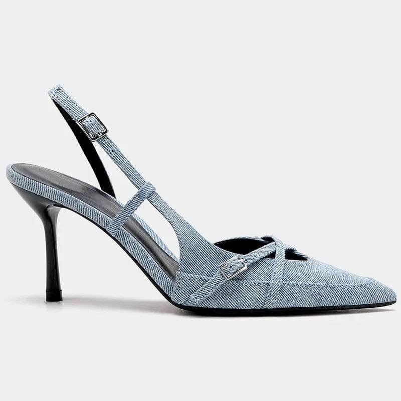 Lumiere | Elegante Denim Slingback Pumps mit spitzer Zehenpartie