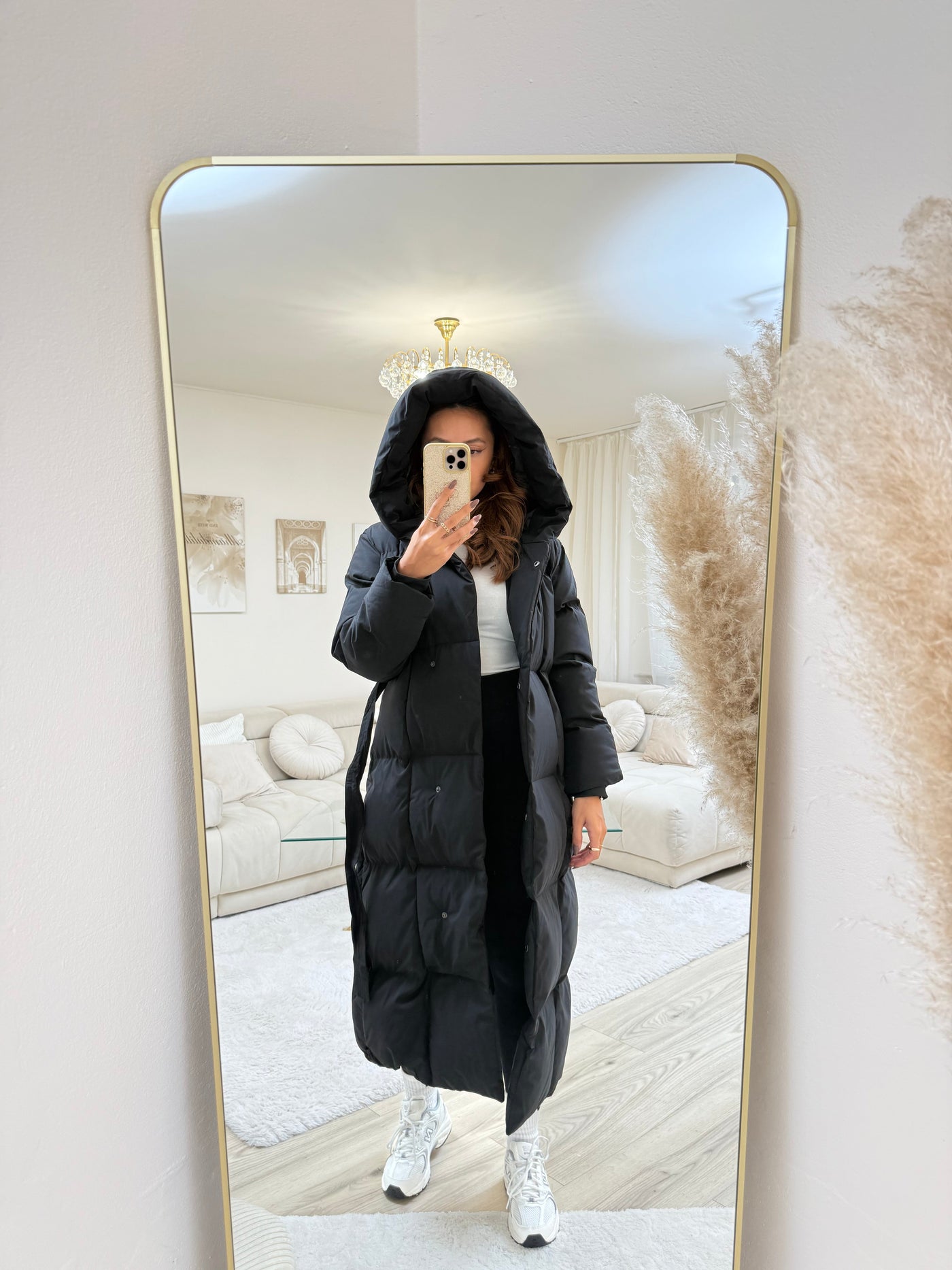 Copperose Winterjacke mit Kapuze und Gürtel