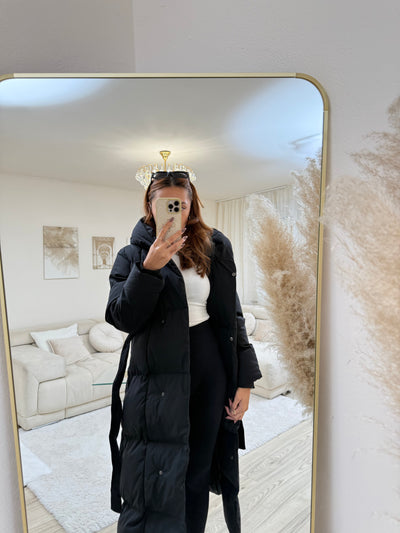 Copperose Winterjacke mit Kapuze und Gürtel