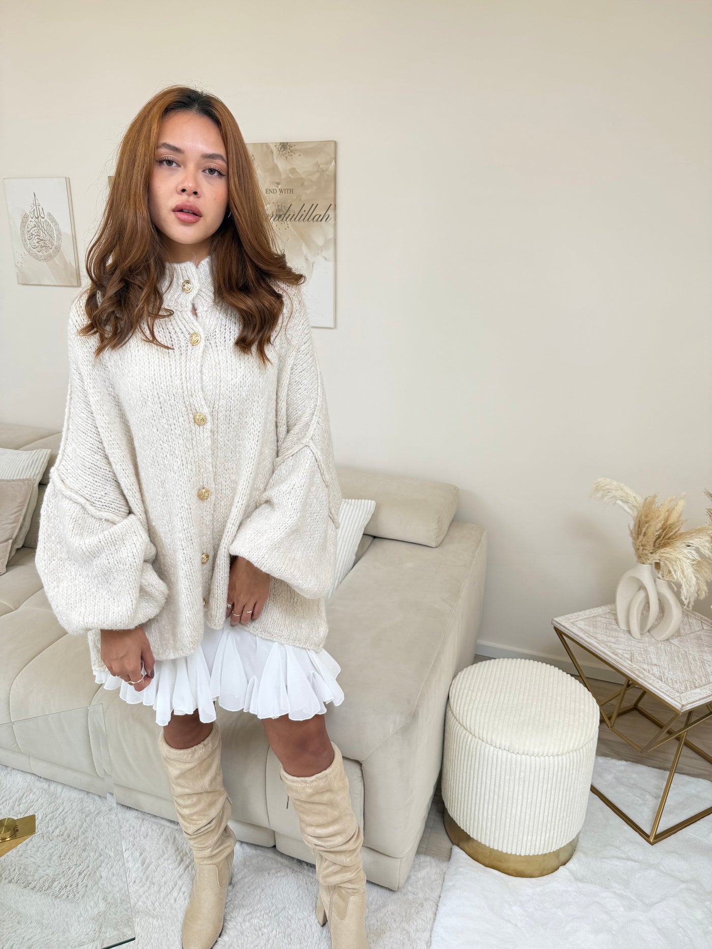 Oversize Strickjacke Lang