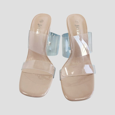 Heidi-Mode | Nude Klare Absatz Riemen Sandalen für Frauen