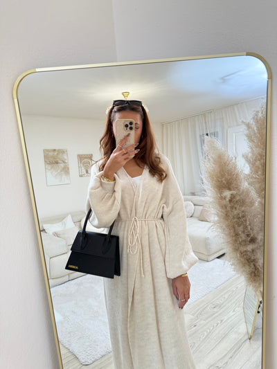 Wickel-Strickkleid Lang