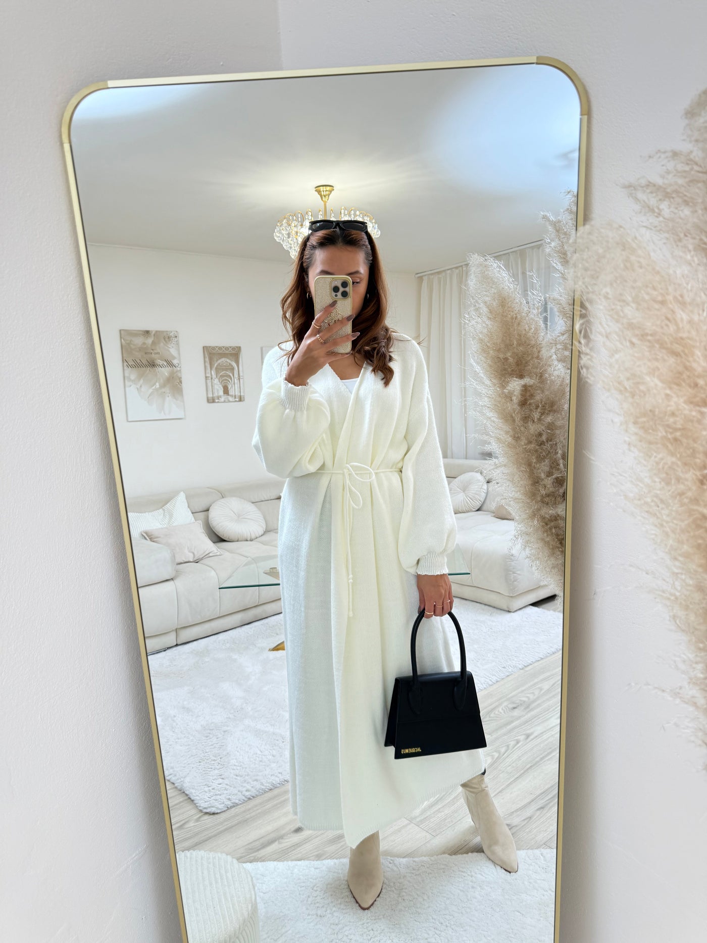 Wickel-Strickkleid Lang