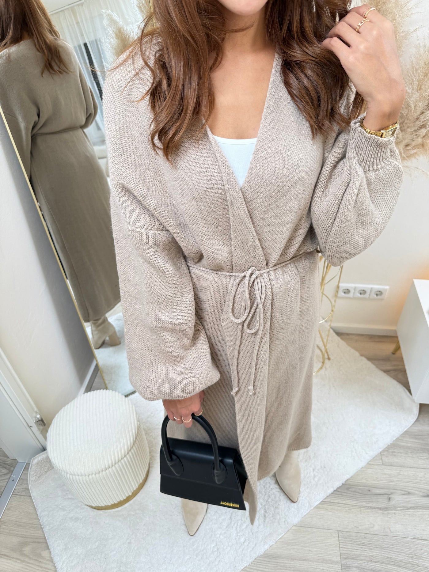 Wickel-Strickkleid Lang