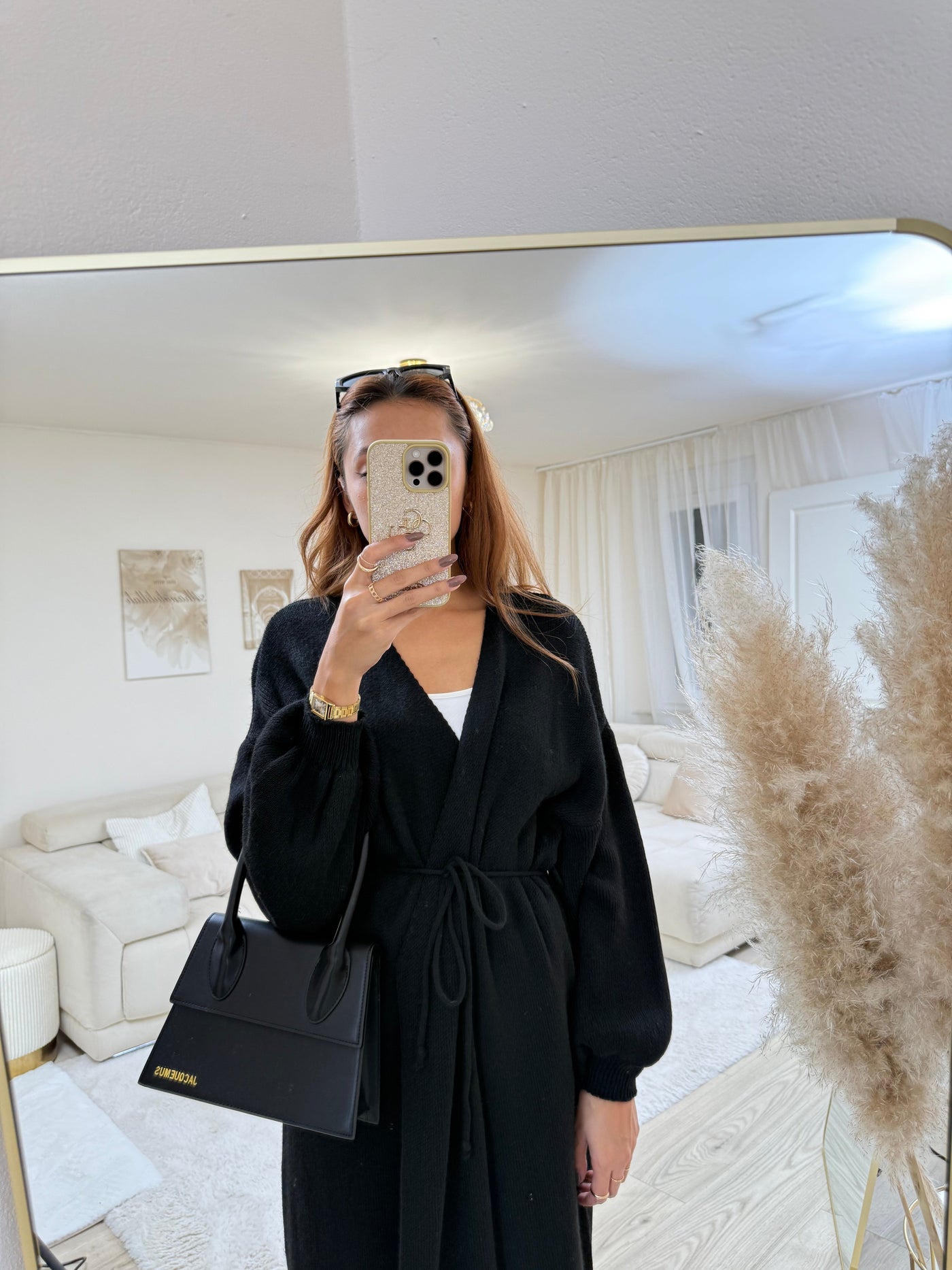 Wickel-Strickkleid Lang