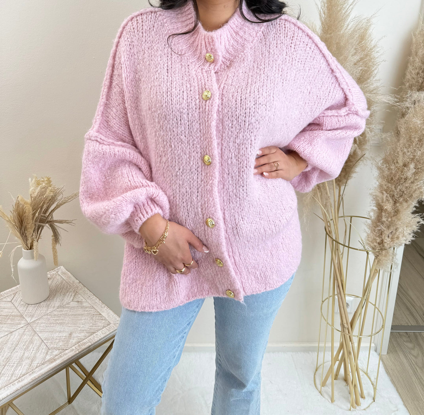 Oversize Strickjacke Lang