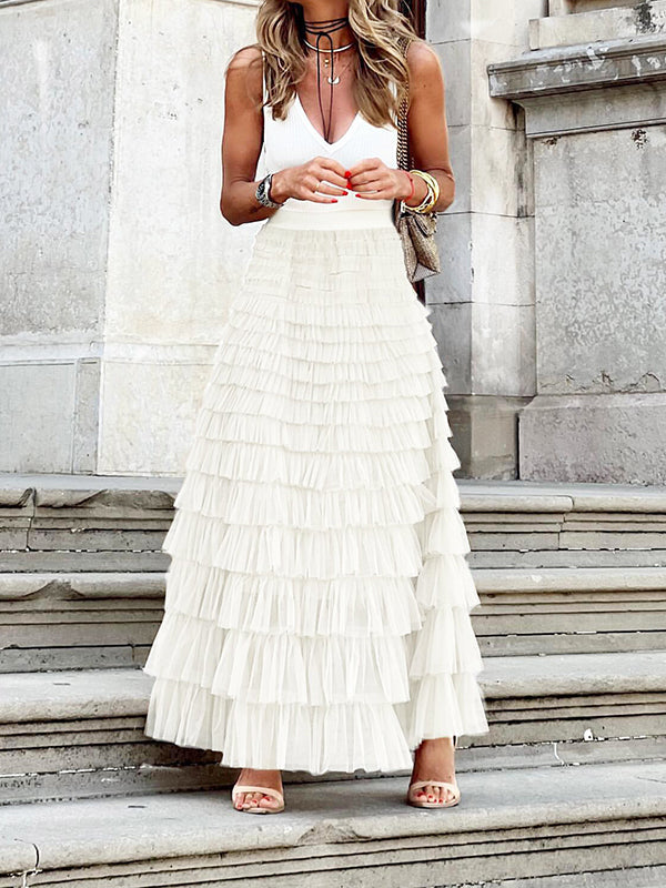 langer, bauschiger Tutu-Rock aus Tüll, A-Linie, für Damen, weich, elegant, modisch