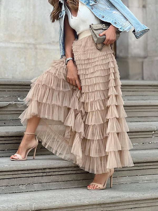 langer, bauschiger Tutu-Rock aus Tüll, A-Linie, für Damen, weich, elegant, modisch