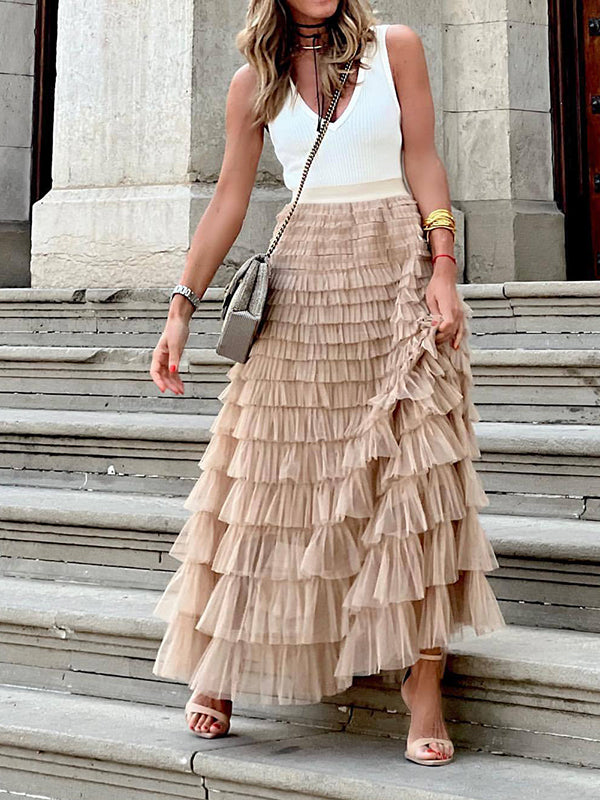 langer, bauschiger Tutu-Rock aus Tüll, A-Linie, für Damen, weich, elegant, modisch