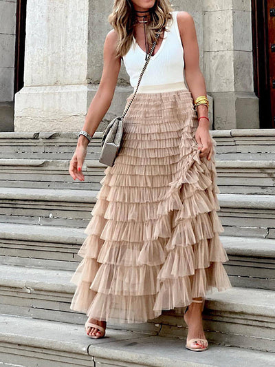 langer, bauschiger Tutu-Rock aus Tüll, A-Linie, für Damen, weich, elegant, modisch