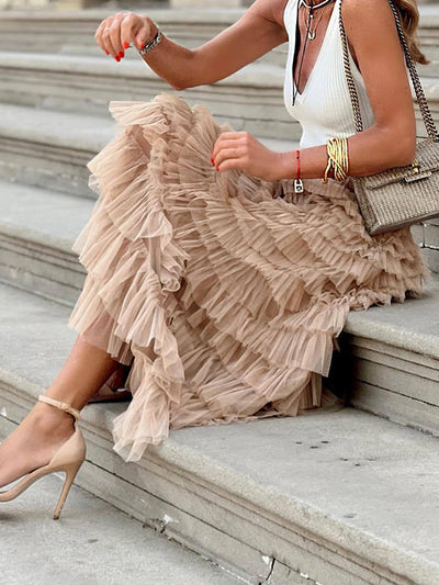 langer, bauschiger Tutu-Rock aus Tüll, A-Linie, für Damen, weich, elegant, modisch