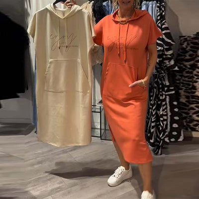 Kleid Mit Kapuze Casual Kordelzug