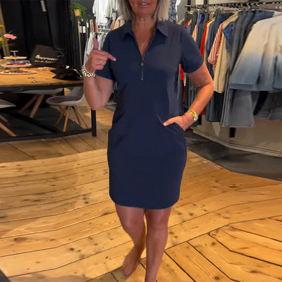 Kleid Revers Reißverschluss