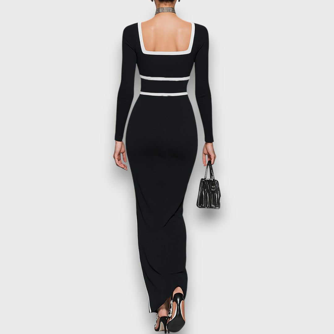 Salvinea – Figurbetontes Maxikleid mit quadratischem Ausschnitt