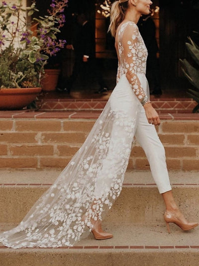 Weißer Braut-Jumpsuit | Elegante