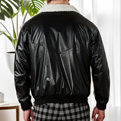 Männer Lammfell-Lederjacke - Mid-Length, Dick gefüttert, Modisch & Bequem