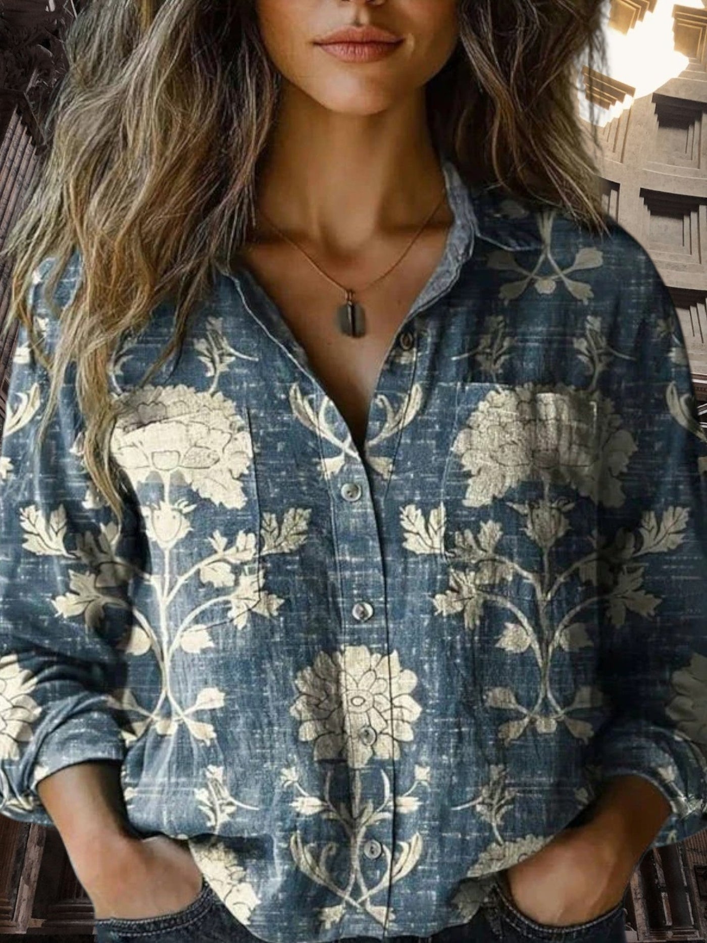 Marie | Elegante Damenbluse im Vintage-Design mit lockerem Schnitt und langen Ärmeln