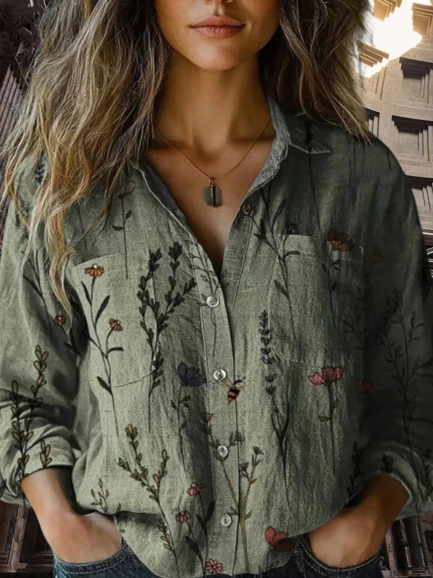 Marie | Elegante Damenbluse im Vintage-Design mit lockerem Schnitt und langen Ärmeln