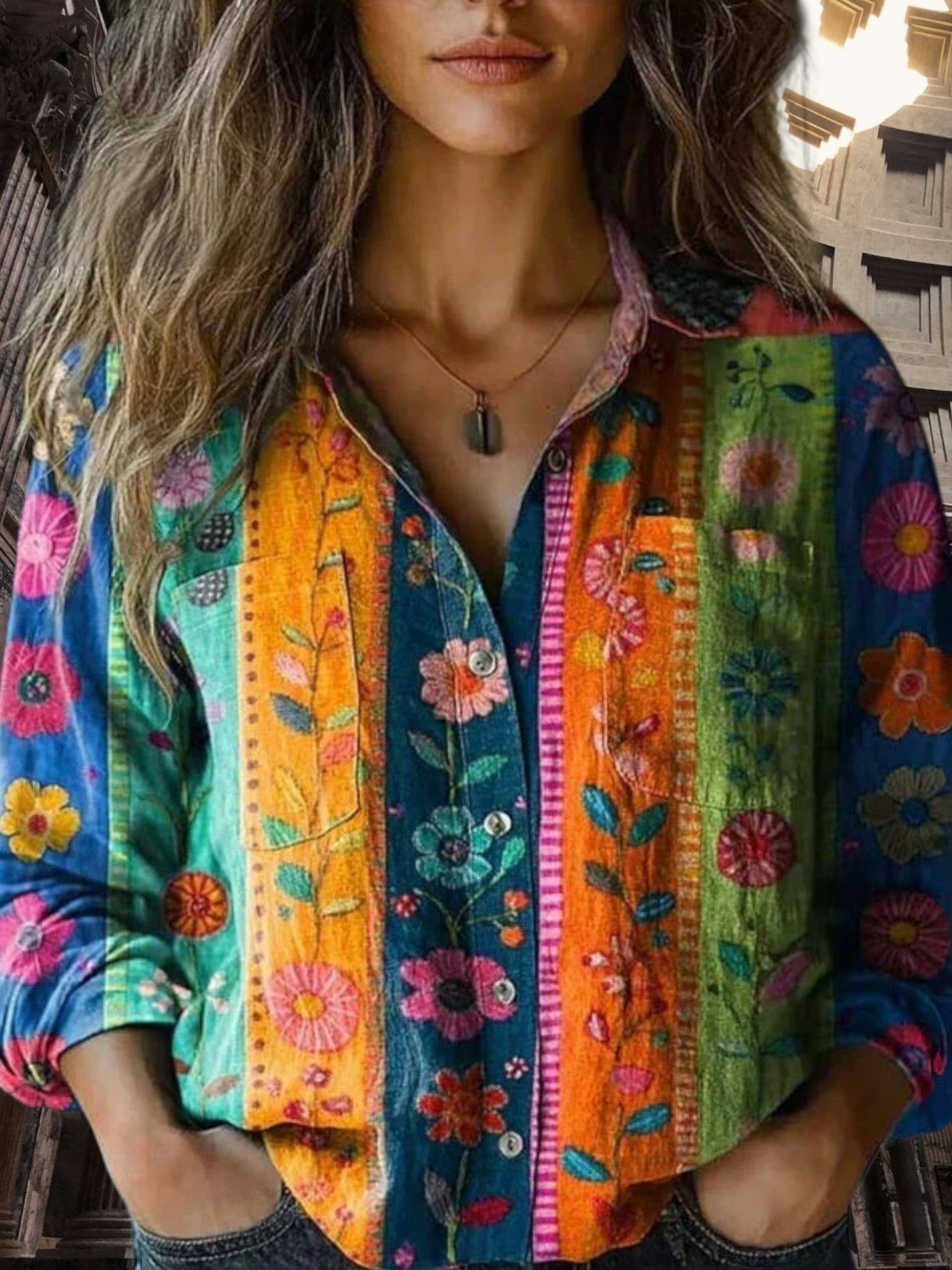 Marie | Elegante Damenbluse im Vintage-Design mit lockerem Schnitt und langen Ärmeln