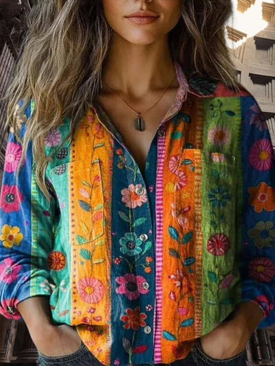 Marie | Elegante Damenbluse im Vintage-Design mit lockerem Schnitt und langen Ärmeln