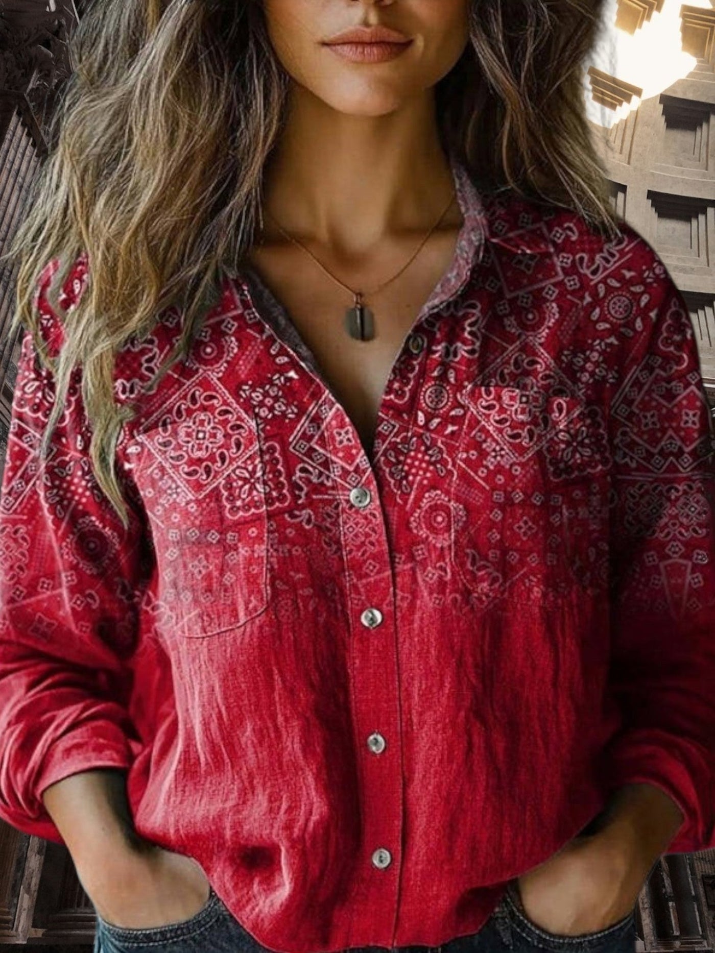 Marie | Elegante Damenbluse im Vintage-Design mit lockerem Schnitt und langen Ärmeln