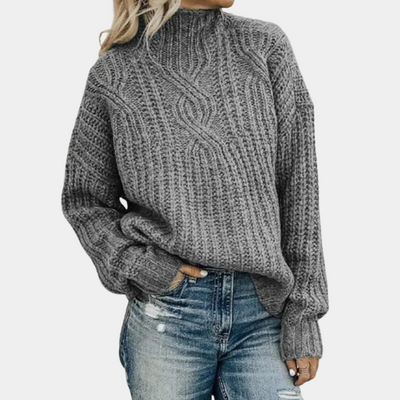 Damen Pullover | Strick warm mit Stehkragen