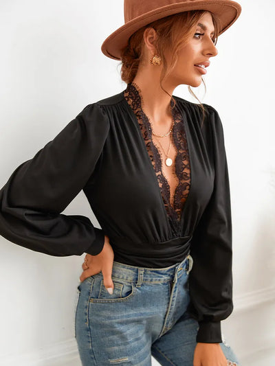 Damen Body – Spitze – Tiefer Ausschnitt – Stretch – Elegant