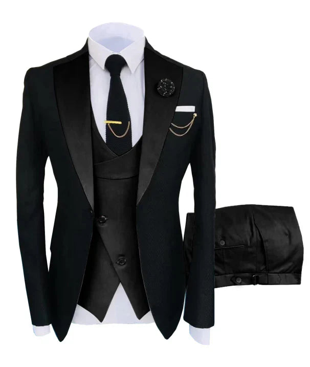 Herren Anzug in formellem Stil, dreiteilig mit Sakko, Weste und Hose