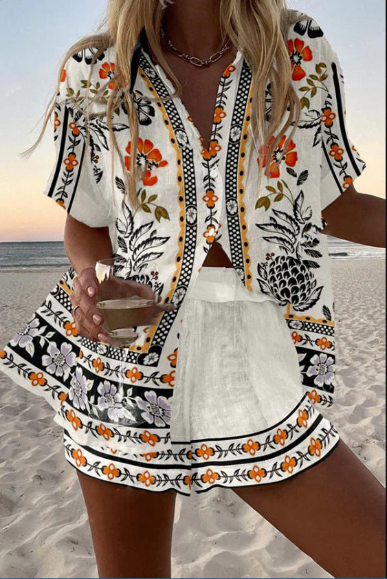 Irella – Kurzer Leinenanzug mit Blumenprint