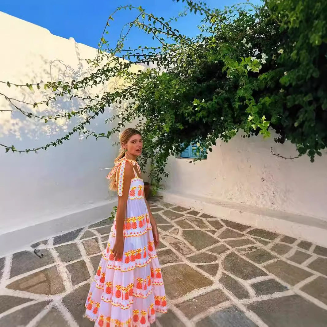 Shaira | Langes besticktes Bohemian Kleid