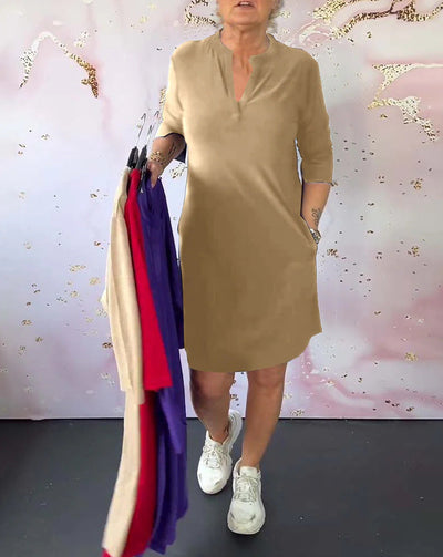 Elena - Midi-Kleid mit V-Ausschnitt