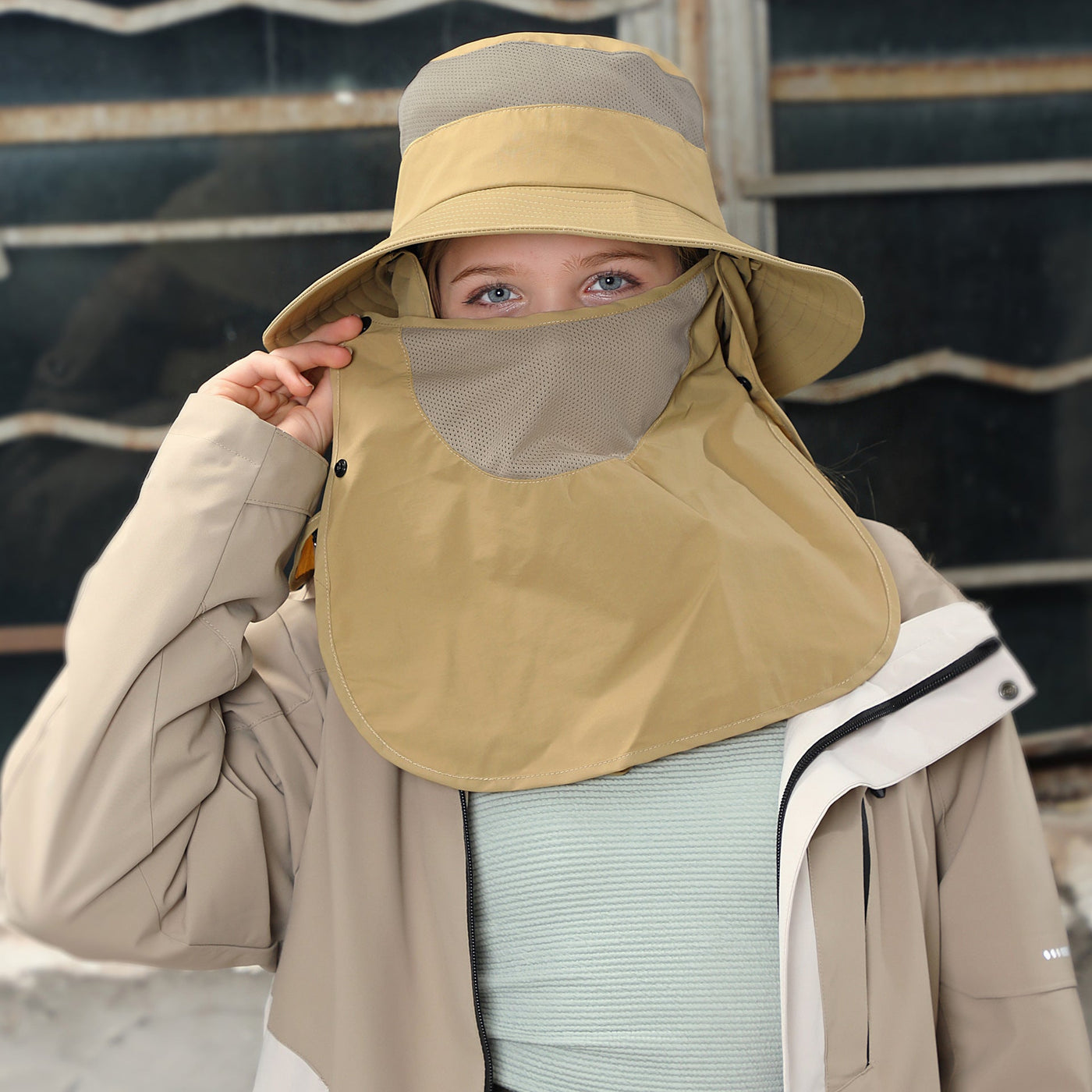 Heidi Mode | Vollabdeckung Gesicht Sonnenschutz Maske im Freien UV Eimer Hut