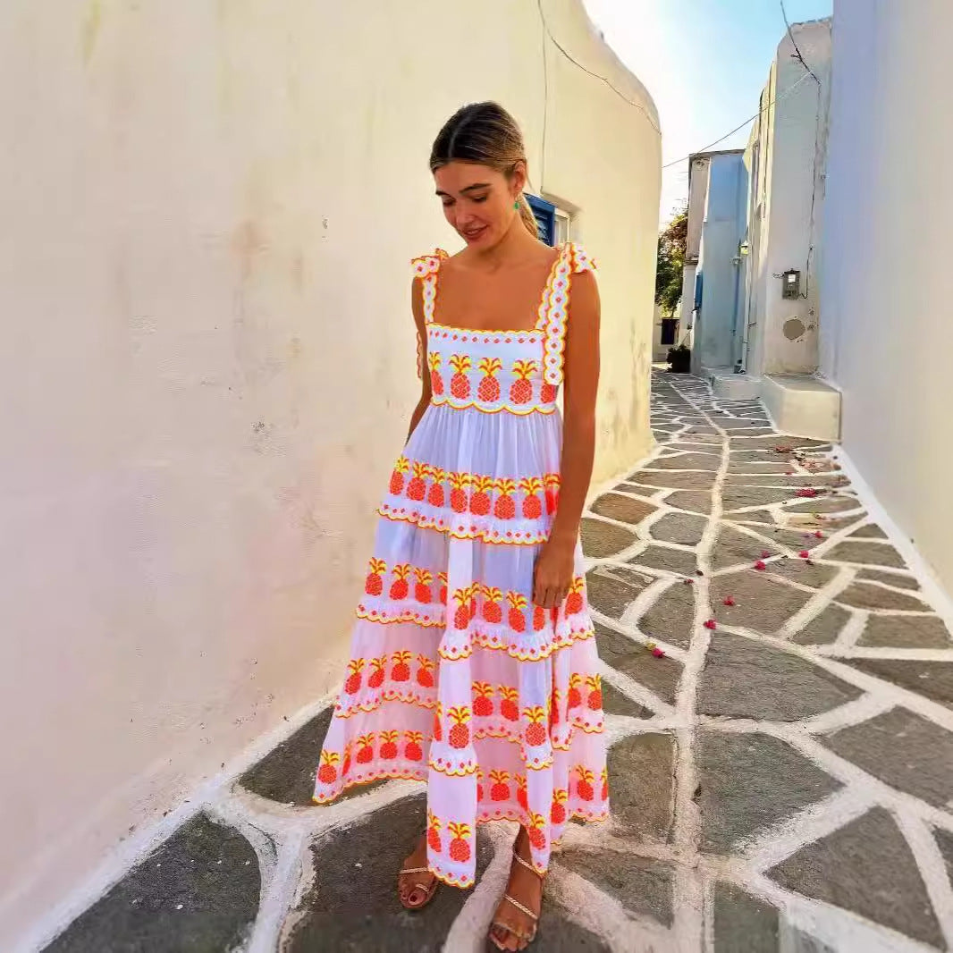 Shaira | Langes besticktes Bohemian Kleid