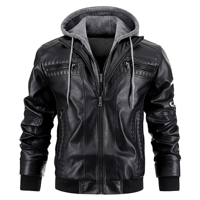 Herren Premium Bikerjacke | Mit Kapuze