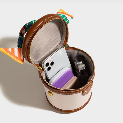 Bucket Bag Damen Kunstleder – Zylinderform mit Schalgriff