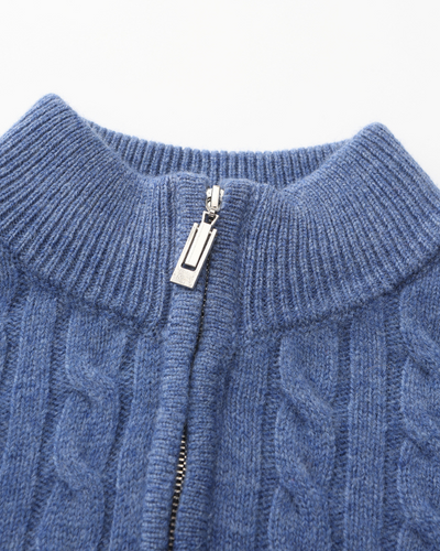 Damian | Blau Zopfmuster-Pullover & Wildleder-Loafer 2-teiliges Passendes Outfit